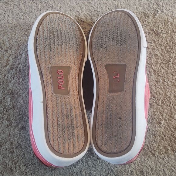 Polo Ralph Lauren Thorton Washed Twill/Leather Red Sneakers Mens SZ 8 PRE-OWNED - Picture 6 of 6